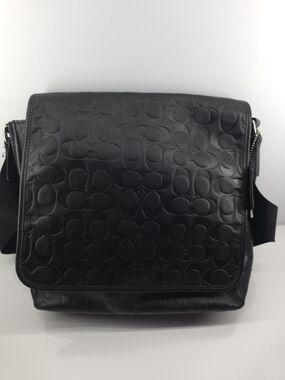 Coach Women’s Black Signature Embossed Messenger Bag